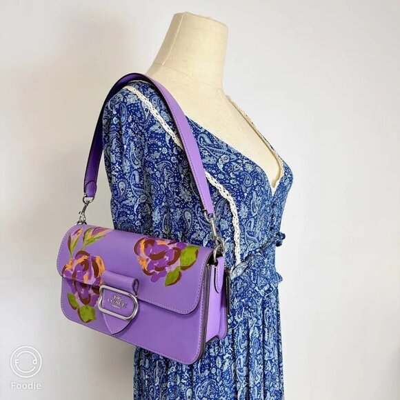 Coach CL411 Morgan Sahoulder Bag With Rose Print IN Iris Multi - Picture 1 of 8